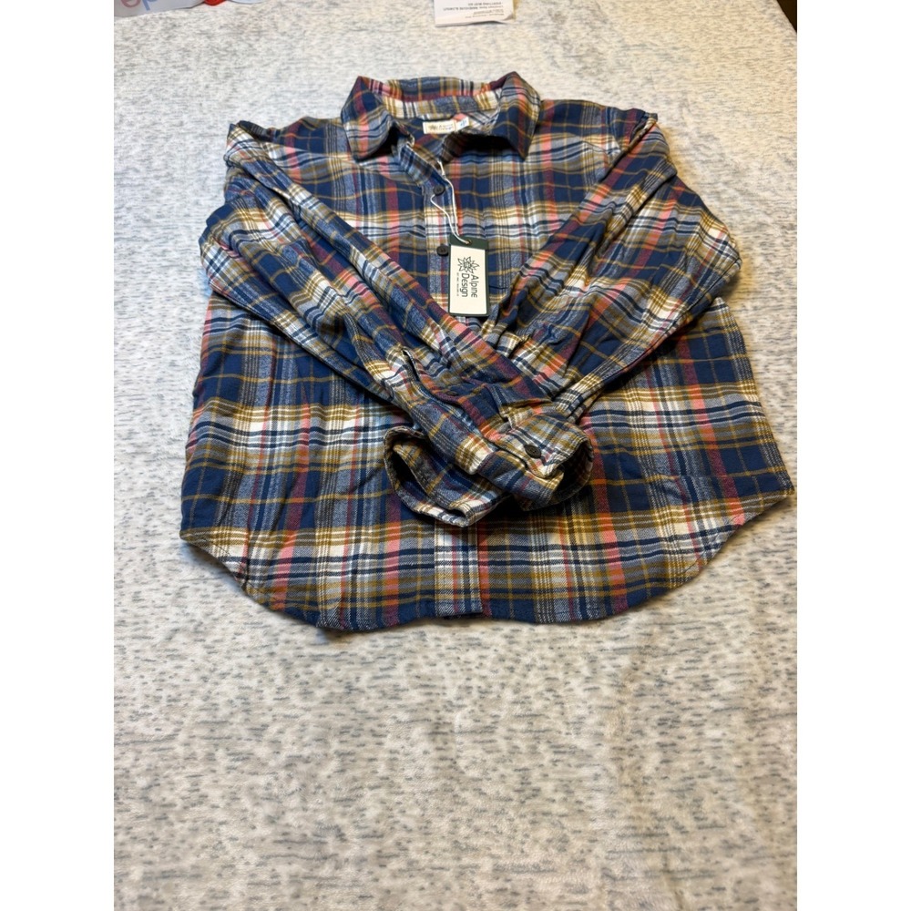 Alpine Design Womens Flannel Shirt Plaid Button Up Pre Washed XS midweight NWT